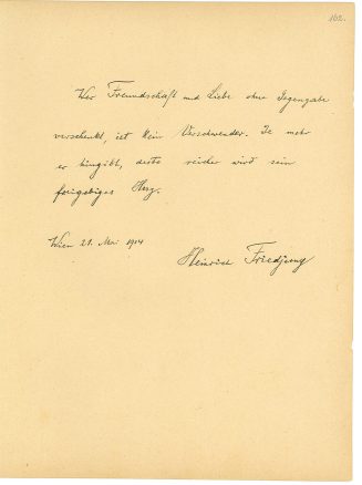Widmungsblatt von Heinrich Friedjung