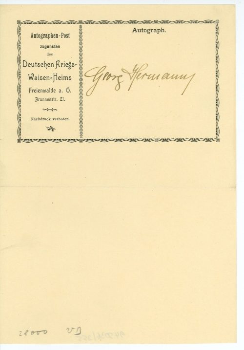 Autographenpost von Georg Hermann