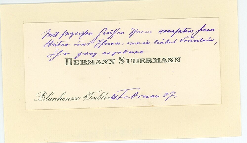 Visitenkarte von Hermann Sudermann