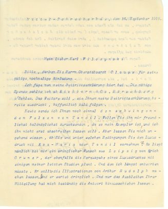 Brief von Carl Hauptmann