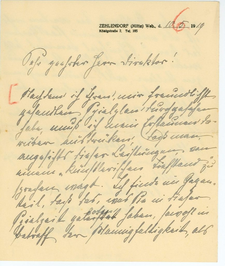 Brief von Clara Viebig