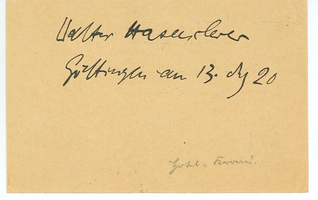 Postkarte von Walter Hasenclever