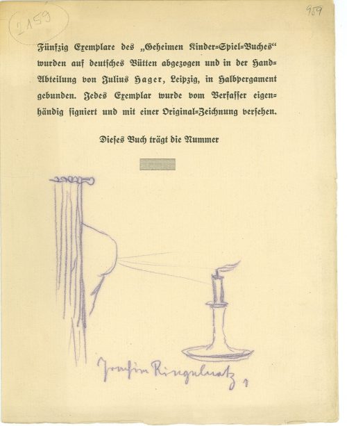 Einlege-Doppelblatt m. e. Zeichnung von Joachim Ringelnatz