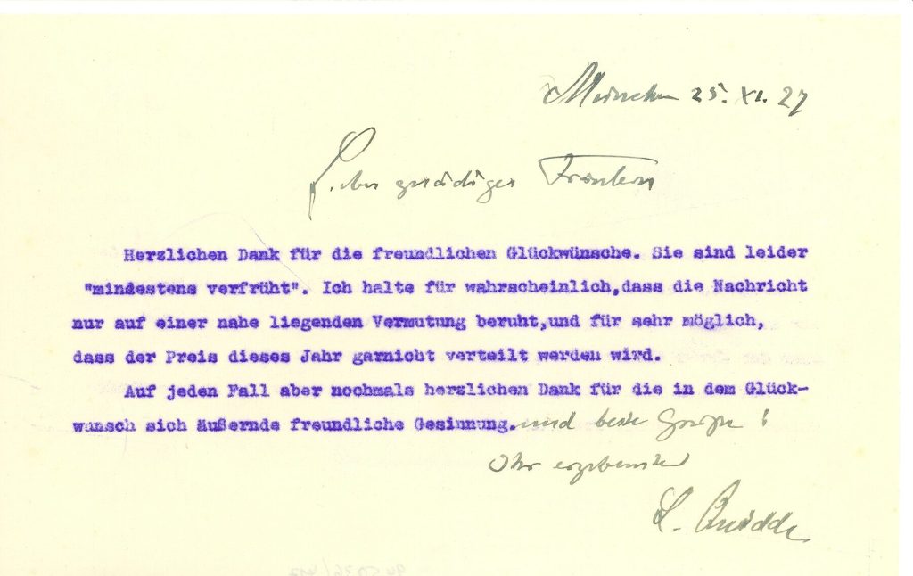 Brief von Ludwig Quidde