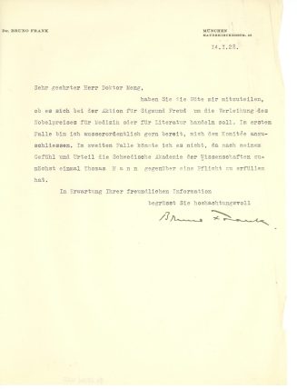 Brief von Bruno Frank