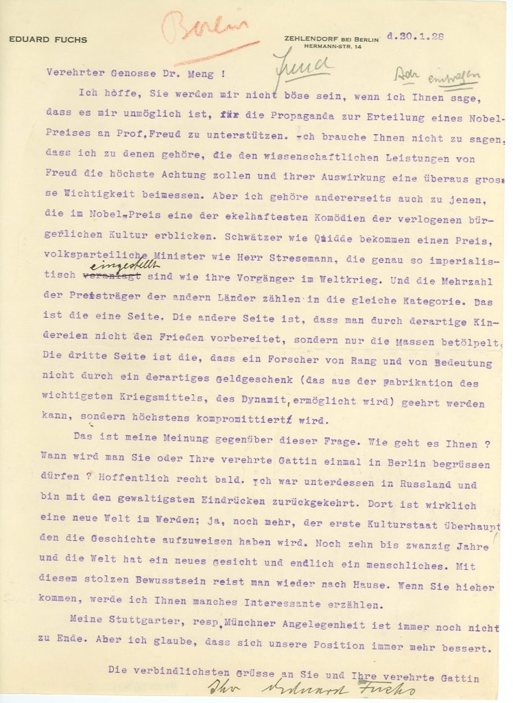 Brief von Eduard Fuchs