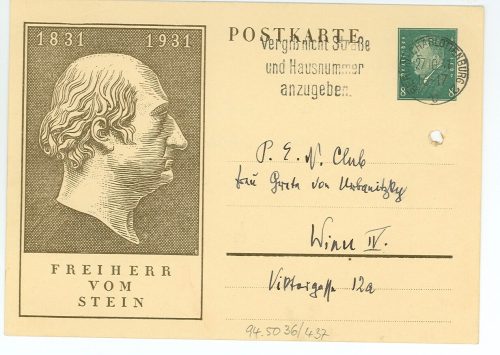 Postkarte von Egon Friedell