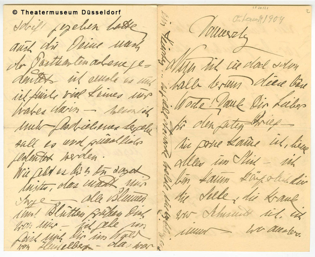 Brief 1 - um 1904 Louise Dumont an Gustaf Lindemann, Seite 1