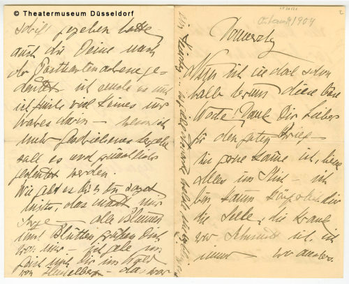 Brief 1 - um 1904 Louise Dumont an Gustaf Lindemann, Seite 1