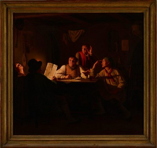 Johann Peter Hasenclever (Maler*in), Die Zeitungsleser. Wirtshausszene, 1835