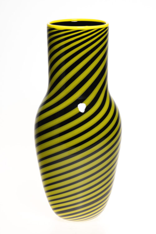 Vetri Decorativi Rag. Aureliano Toso (Ausführung), Vase mit gelben Spiralbändern, 1970/80er-Jahre