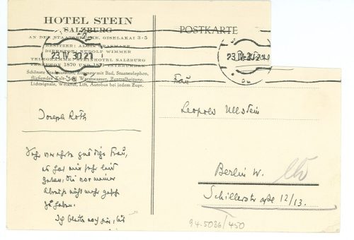 Postkarte von Joseph Roth