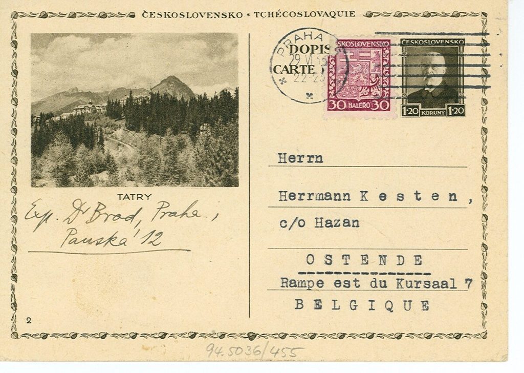 Postkarte von Max Brod