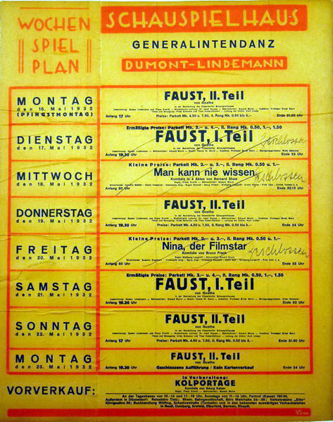 Wochenplan Mai 1932