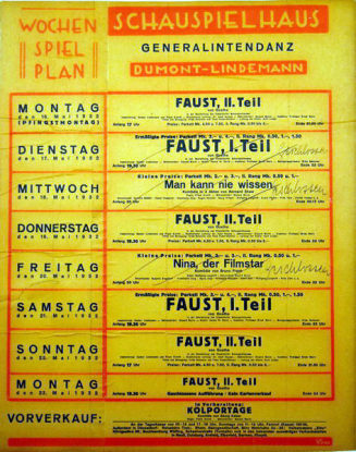 Wochenplan Mai 1932