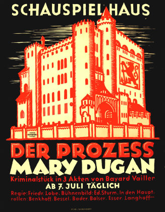 Plakat von Hanns Herkendell (1886-1958) zu "Der Prozess Mary Dugan" am Schauspielhaus Düsseldor ...