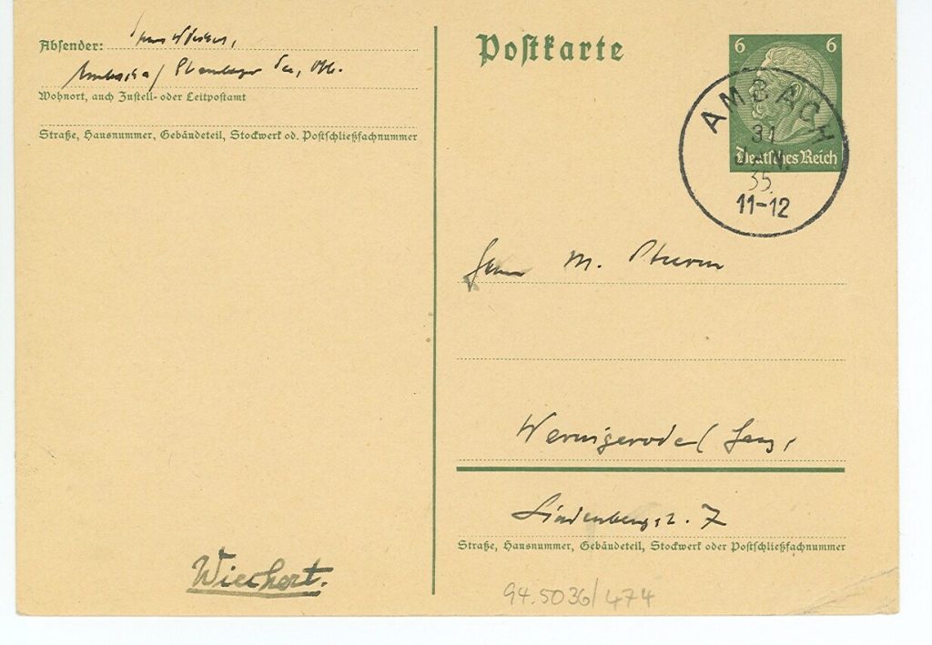 Postkarte von Ernst Wiechert