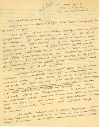 Brief von Heinrich Mann