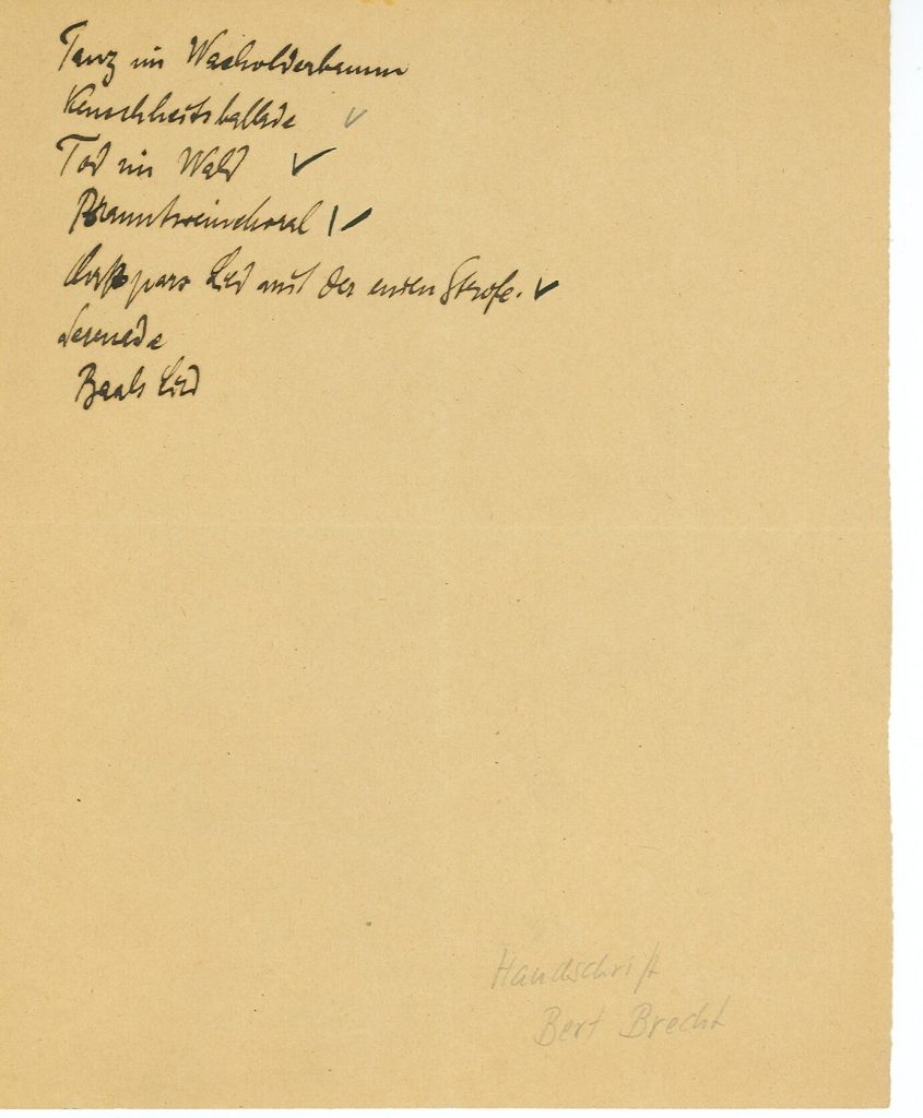 Notizzettel von Bertold Brecht