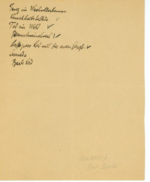 Notizzettel von Bertold Brecht