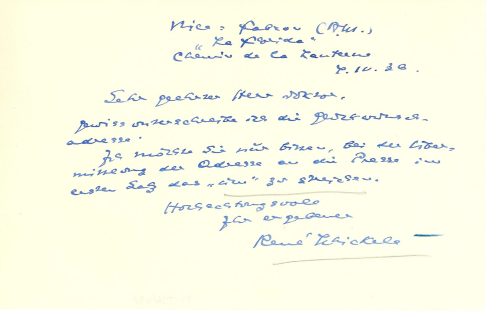 Brief von René Schickele