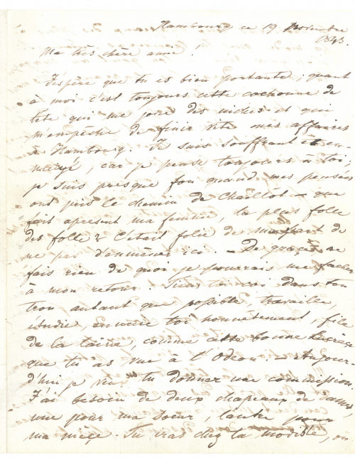 Heinrich Heine (Absender*in), Korrespondenz von Heinrich Heine an Mathilde Heine, 19.11.1843