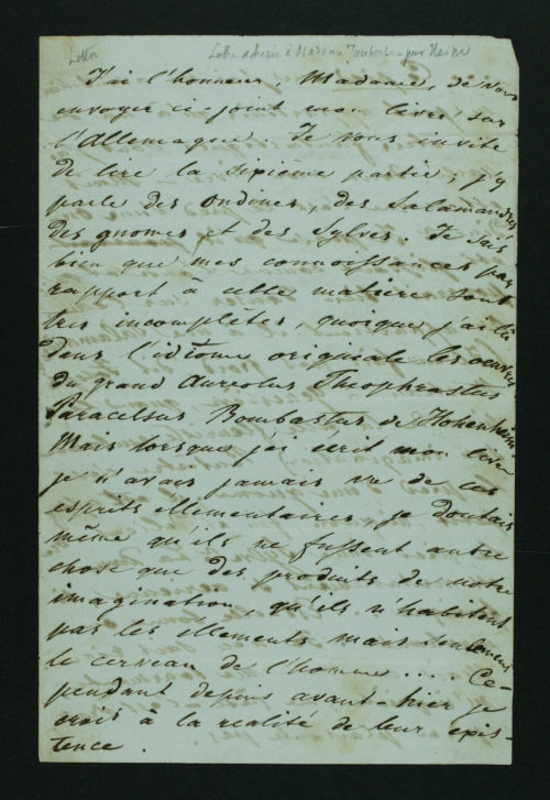 Heinrich Heine (Absender*in), Korrespondenz von Heinrich Heine an Caroline Jaubert, 22.04.1835