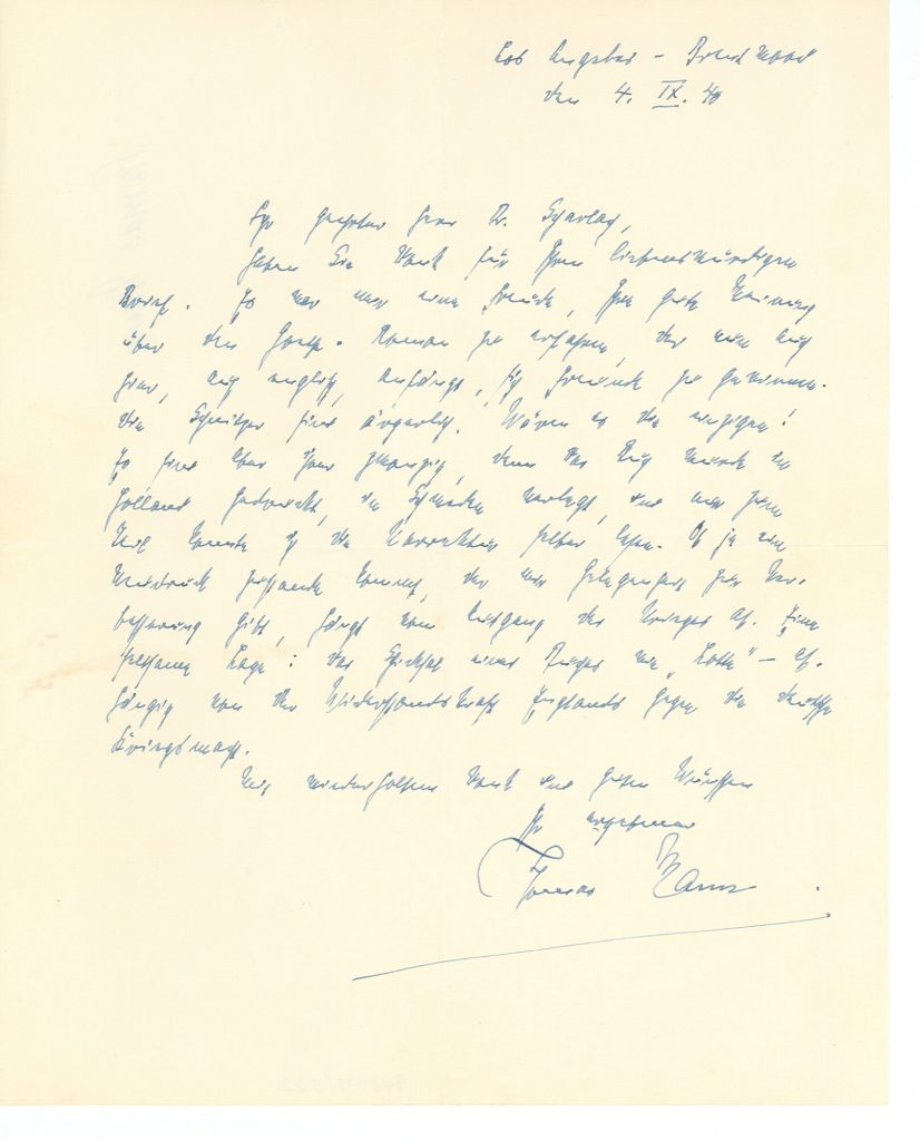 Brief von Thomas Mann