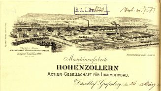 Briefkopf der Maschinenfabrik "Hohenzollern"