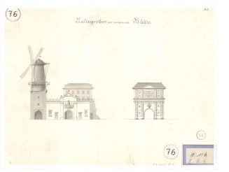 Plan des Ratinger Tors mit Windmühle