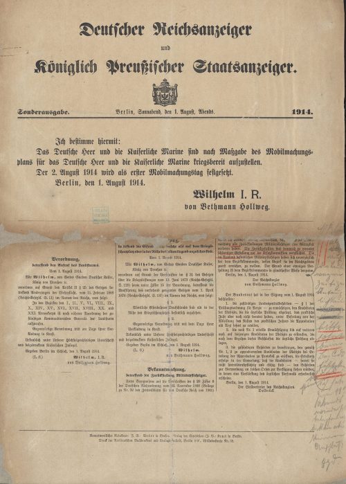 Mobilmachung Erster Weltkrieg, 1914