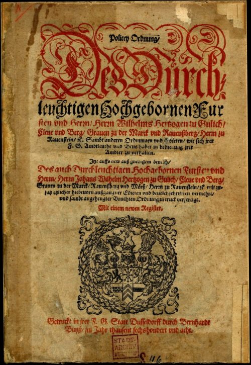 Bernhard Buyß (Drucker*in), Titelblatt der "Policey Ordnung", 1608