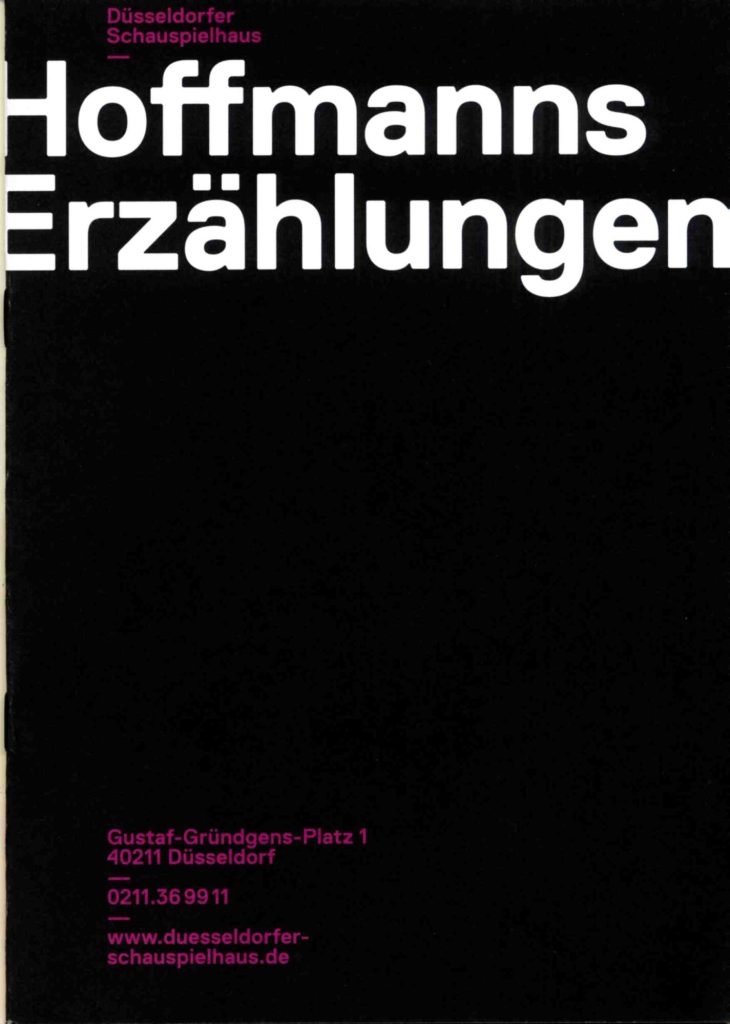 Programmheft zu "Hoffmanns Erzählungen" nach E.T.A. Hoffmann und Jacques Offenbach. Düsseldorf, ...