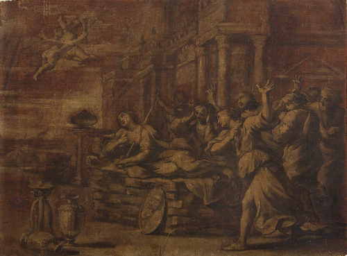 Giovanni Francesco Romanelli - Umkreis, Der Selbstmord der Dido, 17. Jh., Kunstpalast, Düsseldo ...