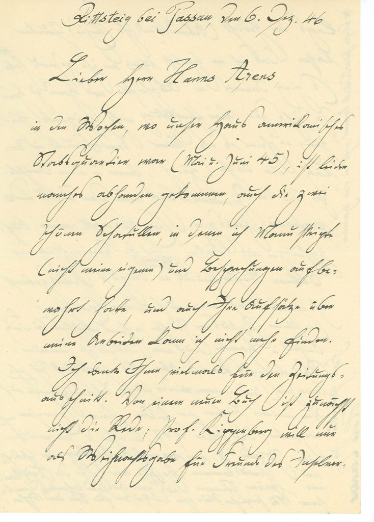 Brief von Hans Carossa