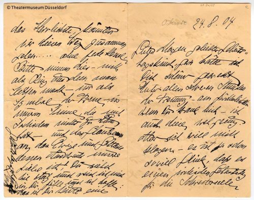 Brief 4 - 24. August 1904 Louise Dumont an Gustav Lindemann, Seite 1