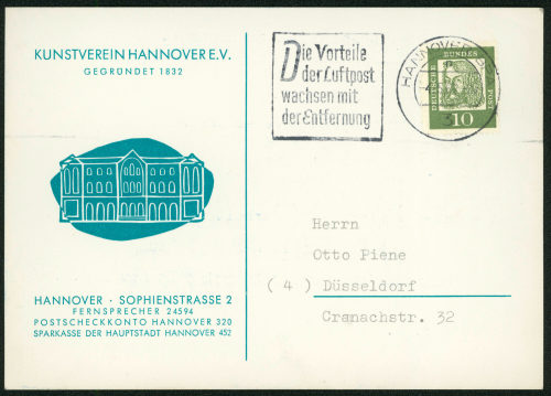 Kunstverein Hannover e.V. (Absender*in), Korrespondenz vom Kunstverein Hannover e.V. an Otto Piene, 04.05.1962