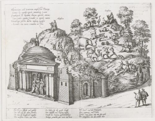 Franz Hogenberg (Künstler*in), Beschreibung derer Fürstlicher Güligscher ec. Hochzeit: Theater in Pempelfort mit der Orpheus-Sage, 1587