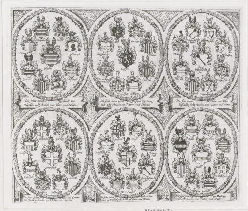 Franz Hogenberg (Künstler*in), Beschreibung derer Fürstlicher Güligscher ec. Hochzeit: Wappen, 1587