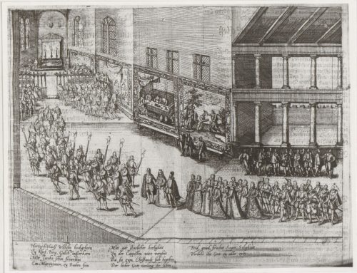 Franz Hogenberg (Kupferstecher*in), Beschreibung derer Fürstlicher Güligscher ec. Hochzeit: Geleit zur Kapelle, 1587