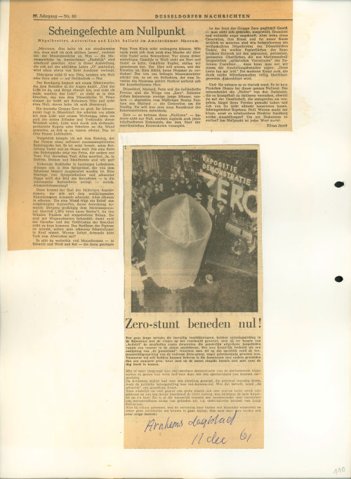 Internationale Galerie A, Arnheim (Erwähnt), Expositie Demonstratie ZERO / nul, 1961-1962