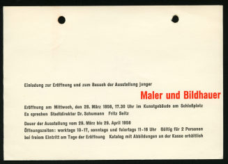 Maler und Bildhauer, Württ. Kunstverein Stuttgart, 28. März - 29. April, 1956