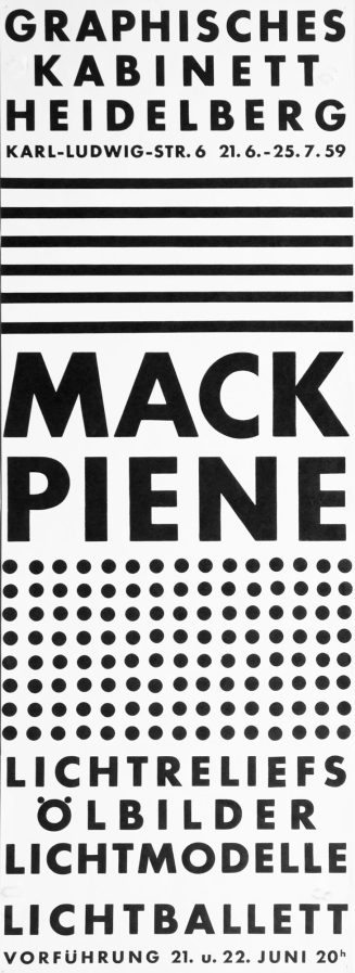 Mack Piene Lichtreliefs, Ölbilder, Lichtmodelle. Graphisches Kabinett Heidelberg 21.6.-25.07.1959