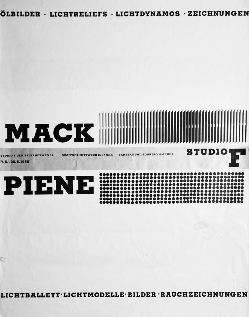 Mack, Piene. Studio f, Ulm, 07.05-25.05.1960