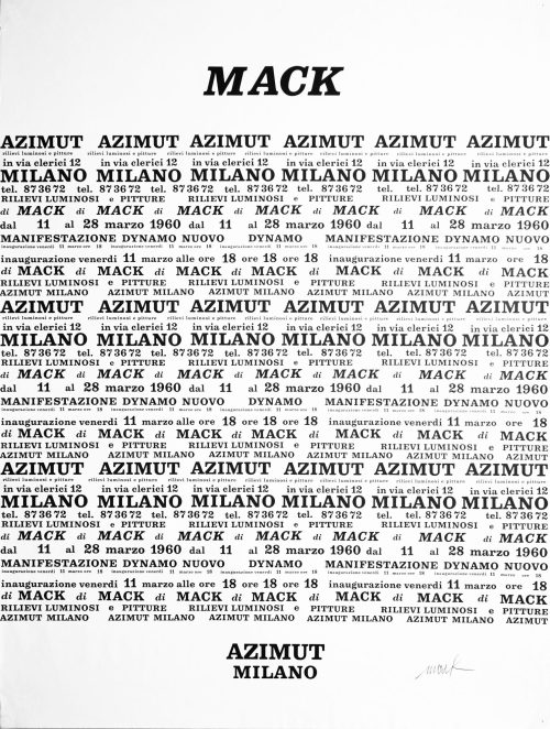 Azimut, Milano (Beteiligte Institution), Mack. Azimut, Milano 11.-28.03.1960, 1960