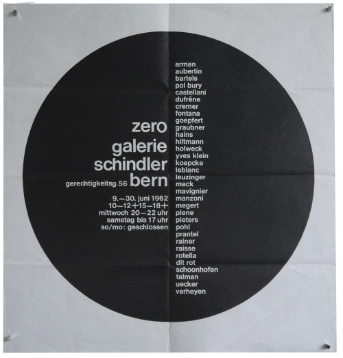 Galerie Schindler (Beteiligte Institution), ZERO. Galerie Schindler, Bern, 09.-30.06.1962, 1962