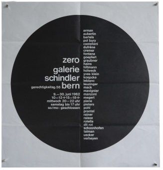 ZERO. Galerie Schindler, Bern, 09.-30.06.1962