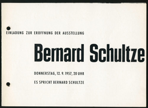 Bernard Schultze (Behandelte Person), Bernard Schultze, J. P. Wilhelm Galerie 22, Düsseldorf, 1967, 12.09.1957