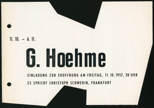 Gerhard Hoehme (Behandelte Person), G. Hoehme, J. P. Wilhelm Galerie 22, Düsseldorf, 11.10. - 06.11.1957, 11.10.1957