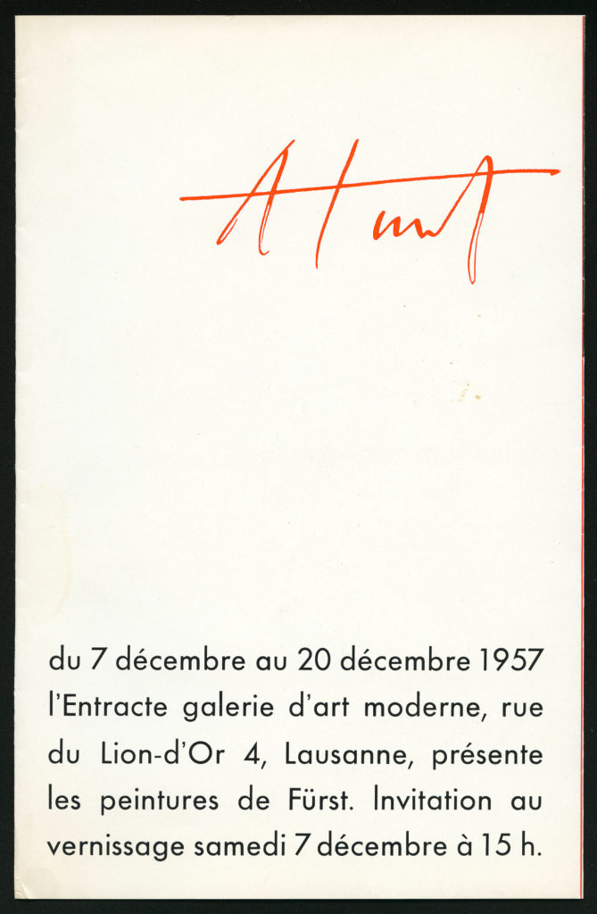 Albert Fürst, Entracte galerie d'art moderne, Lausanne, 07 - 20.12.1957